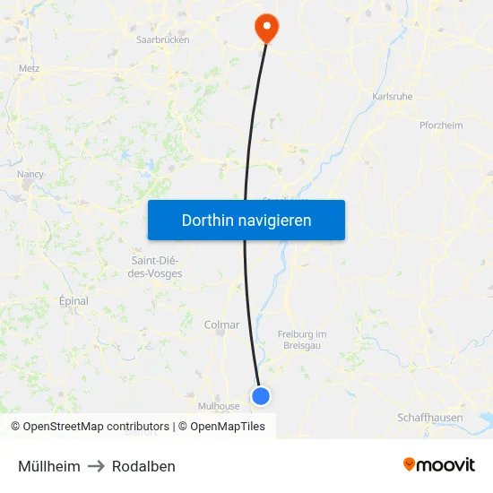 Müllheim to Rodalben map