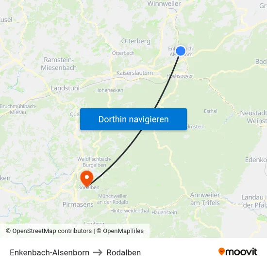Enkenbach-Alsenborn to Rodalben map
