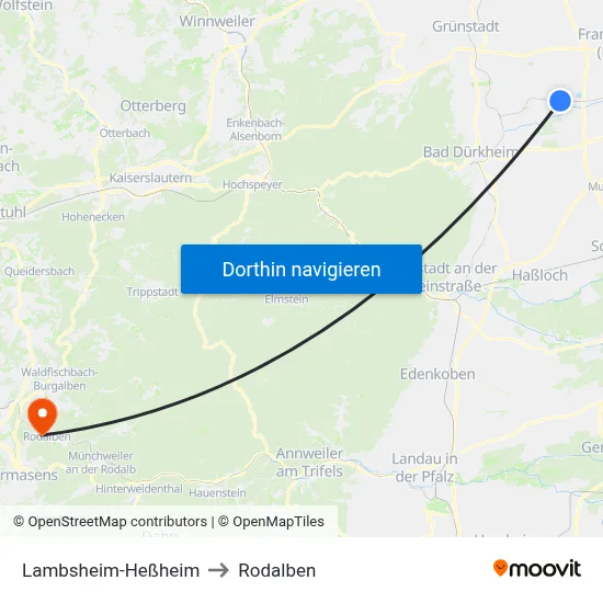 Lambsheim-Heßheim to Rodalben map