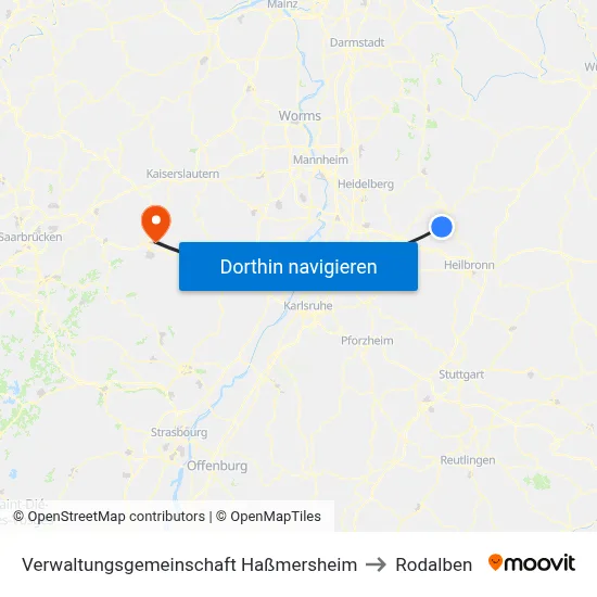 Verwaltungsgemeinschaft Haßmersheim to Rodalben map