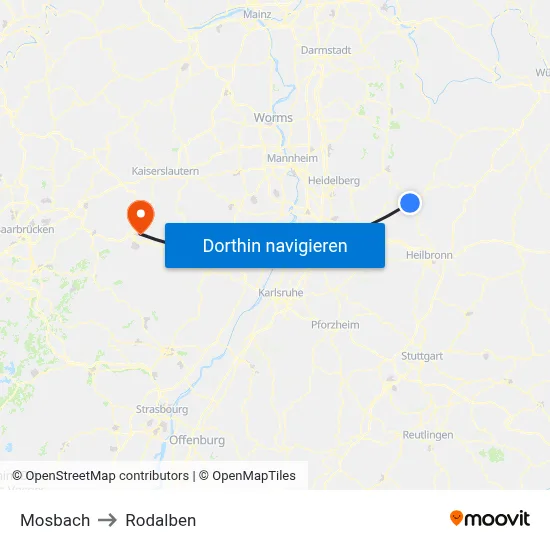 Mosbach to Rodalben map