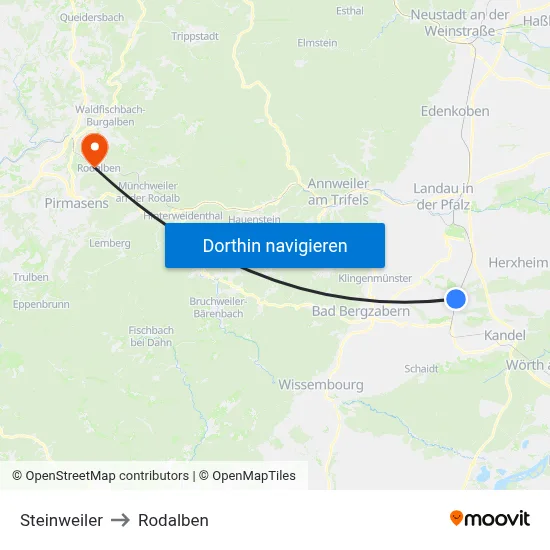 Steinweiler to Rodalben map