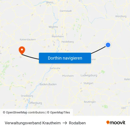 Verwaltungsverband Krautheim to Rodalben map