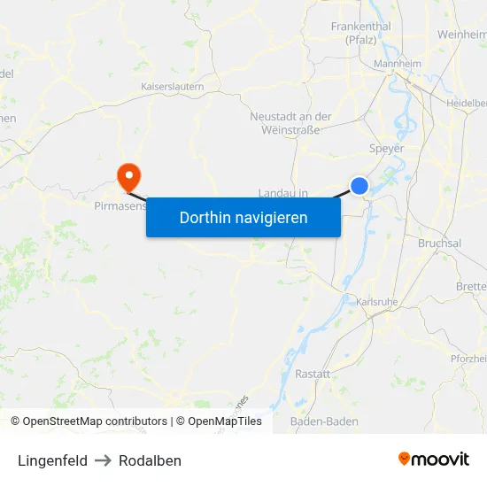 Lingenfeld to Rodalben map