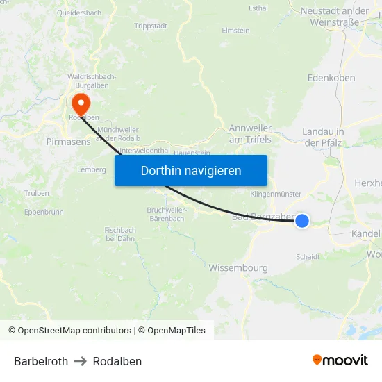 Barbelroth to Rodalben map
