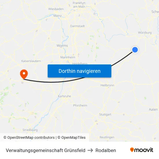 Verwaltungsgemeinschaft Grünsfeld to Rodalben map