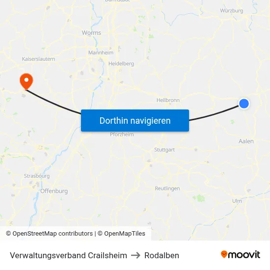 Verwaltungsverband Crailsheim to Rodalben map