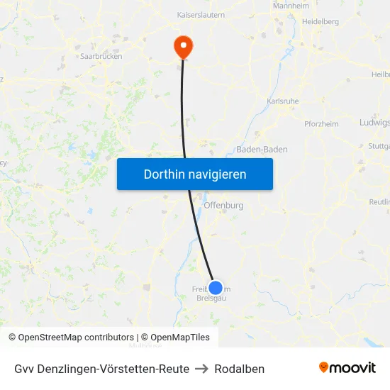 Gvv Denzlingen-Vörstetten-Reute to Rodalben map