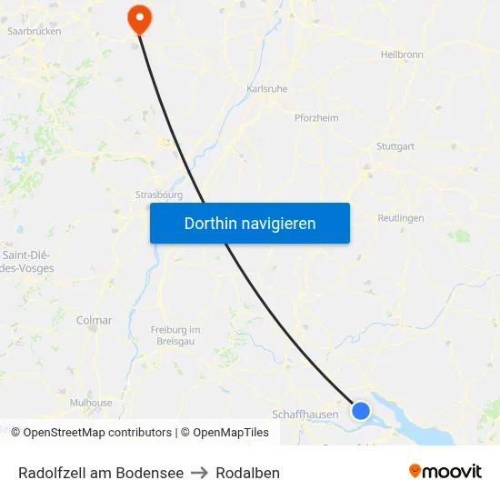 Radolfzell am Bodensee to Rodalben map