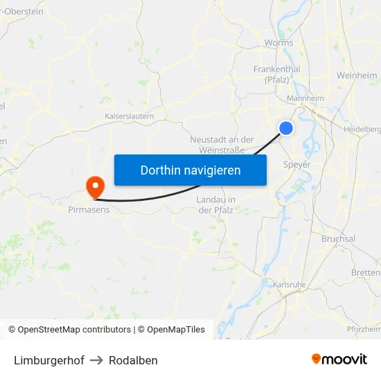 Limburgerhof to Rodalben map