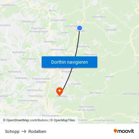 Schopp to Rodalben map