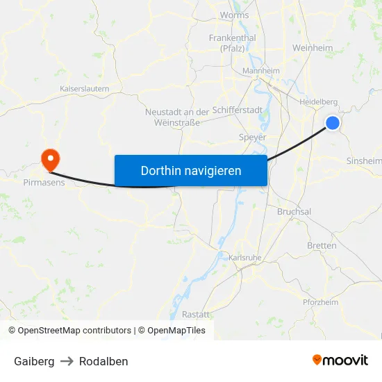 Gaiberg to Rodalben map