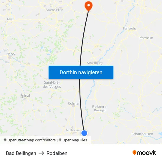 Bad Bellingen to Rodalben map