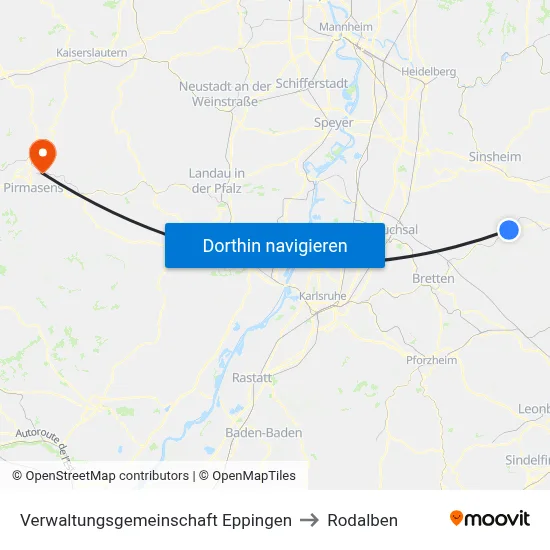 Verwaltungsgemeinschaft Eppingen to Rodalben map