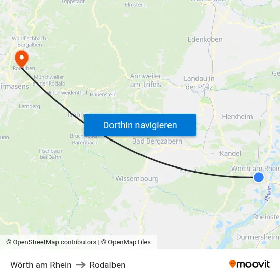 Wörth am Rhein to Rodalben map