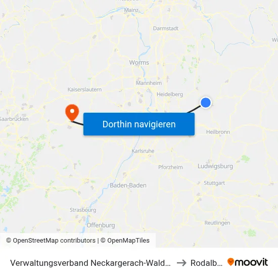 Verwaltungsverband Neckargerach-Waldbrunn to Rodalben map