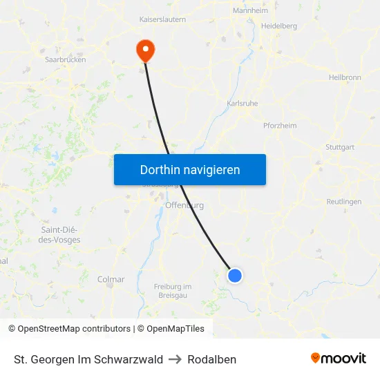 St. Georgen Im Schwarzwald to Rodalben map