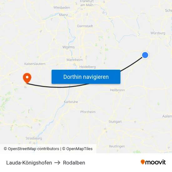 Lauda-Königshofen to Rodalben map