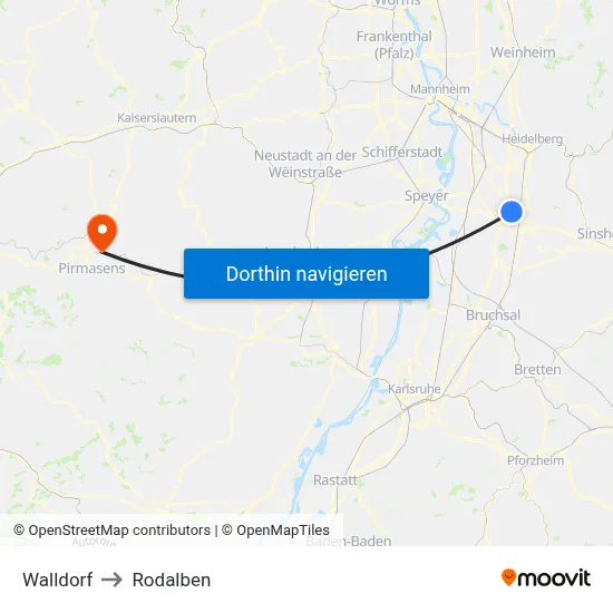 Walldorf to Rodalben map