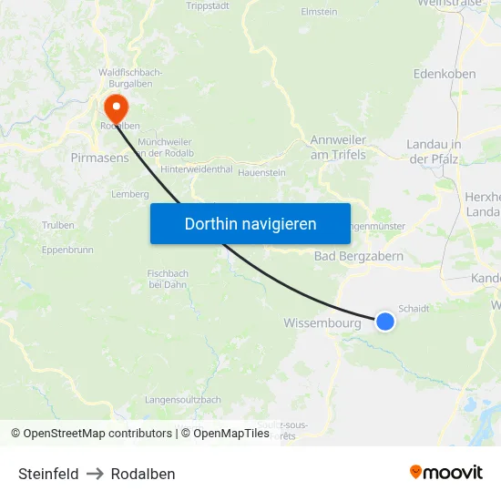 Steinfeld to Rodalben map