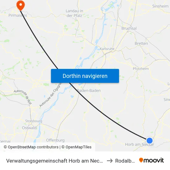 Verwaltungsgemeinschaft Horb am Neckar to Rodalben map