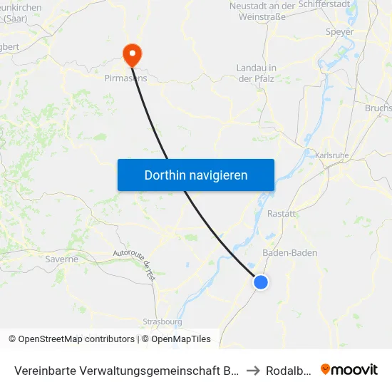 Vereinbarte Verwaltungsgemeinschaft Bühl to Rodalben map