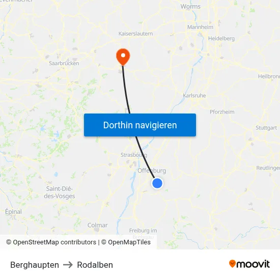 Berghaupten to Rodalben map
