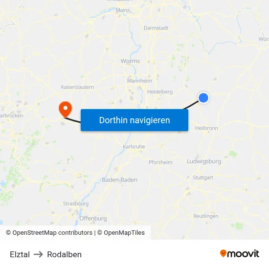 Elztal to Rodalben map