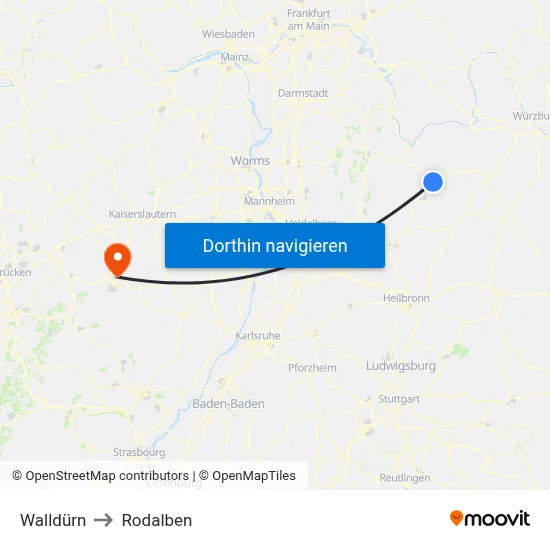 Walldürn to Rodalben map