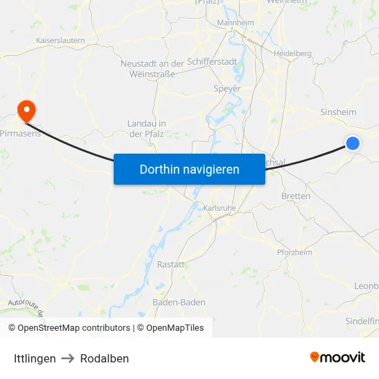 Ittlingen to Rodalben map