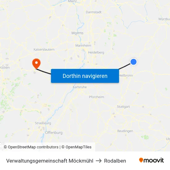Verwaltungsgemeinschaft Möckmühl to Rodalben map