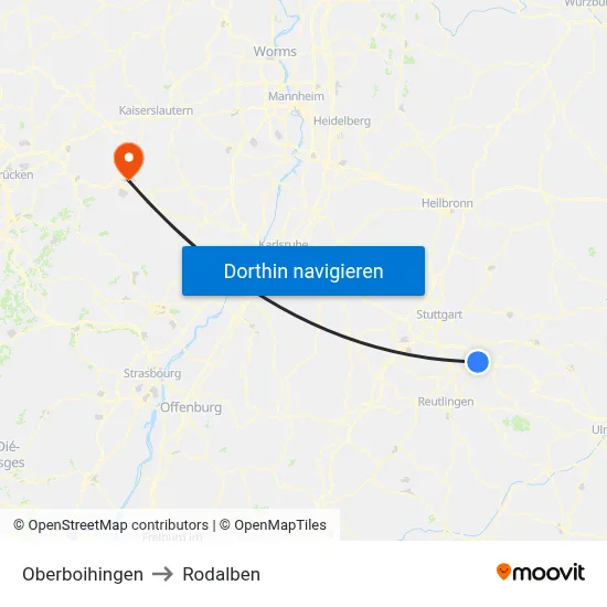 Oberboihingen to Rodalben map