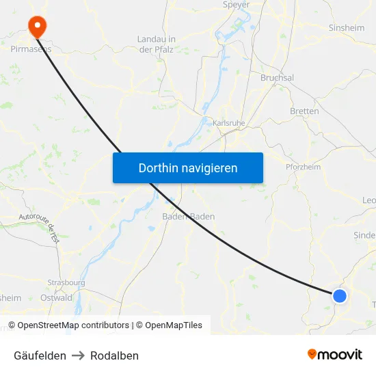 Gäufelden to Rodalben map