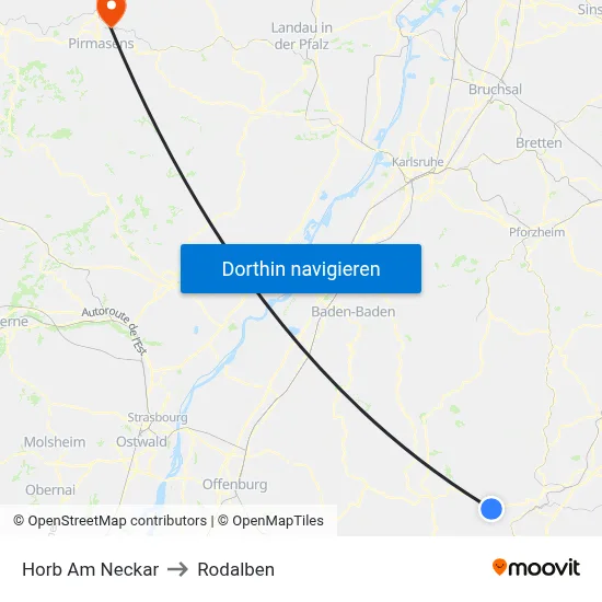 Horb Am Neckar to Rodalben map