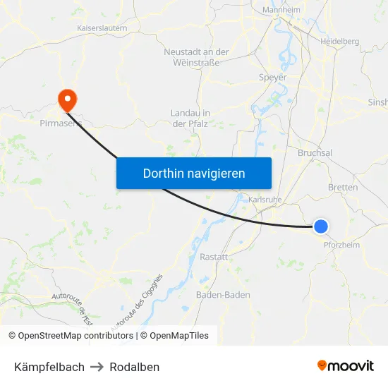 Kämpfelbach to Rodalben map