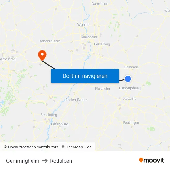Gemmrigheim to Rodalben map