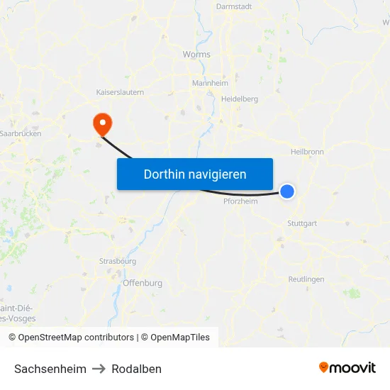 Sachsenheim to Rodalben map