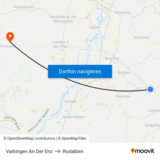 Vaihingen An Der Enz to Rodalben map