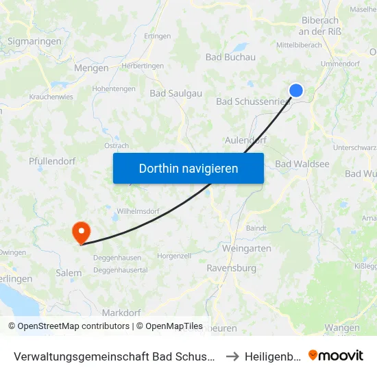 Verwaltungsgemeinschaft Bad Schussenried to Heiligenberg map