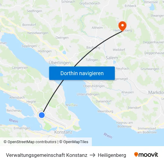 Verwaltungsgemeinschaft Konstanz to Heiligenberg map
