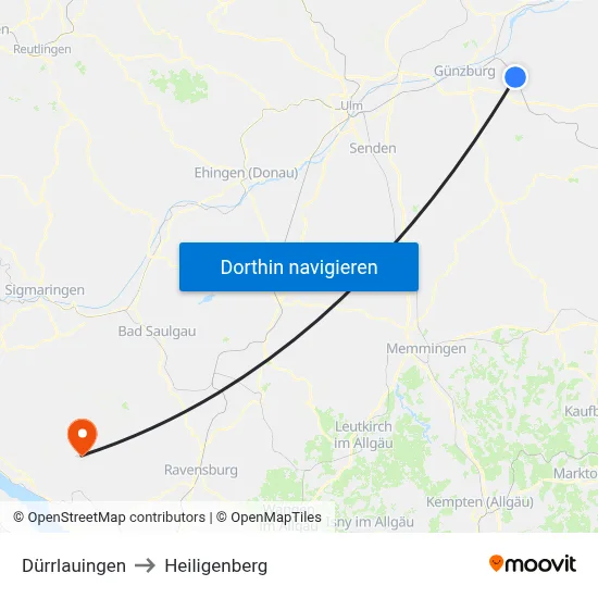 Dürrlauingen to Heiligenberg map