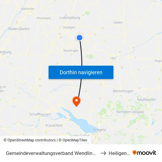 Gemeindeverwaltungsverband Wendlingen am Neckar to Heiligenberg map