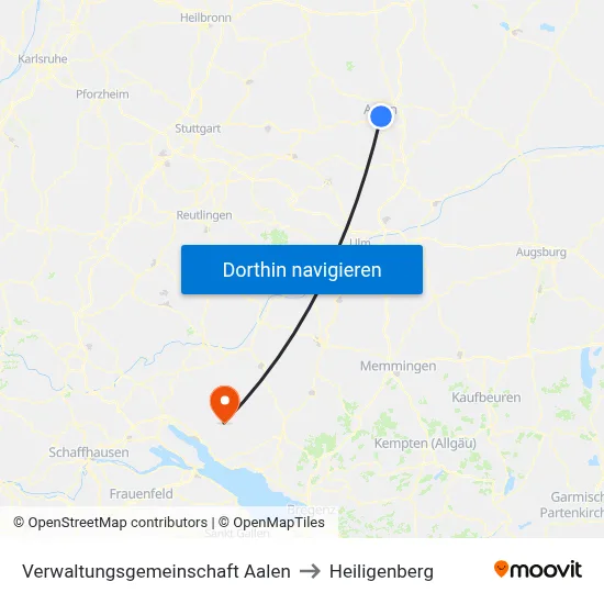 Verwaltungsgemeinschaft Aalen to Heiligenberg map