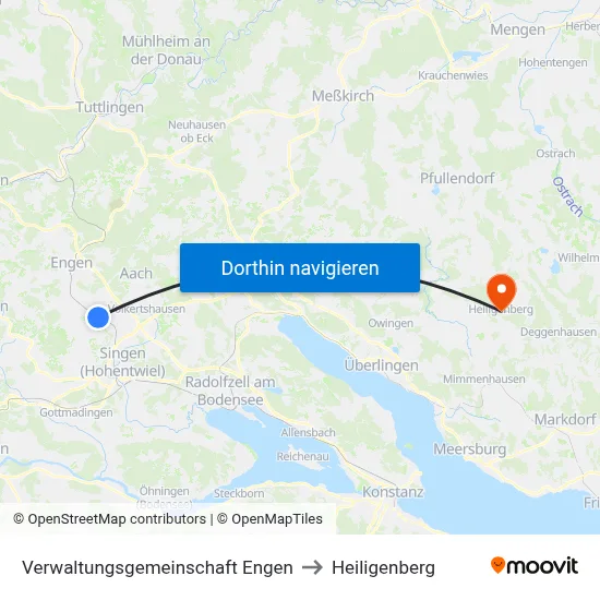 Verwaltungsgemeinschaft Engen to Heiligenberg map