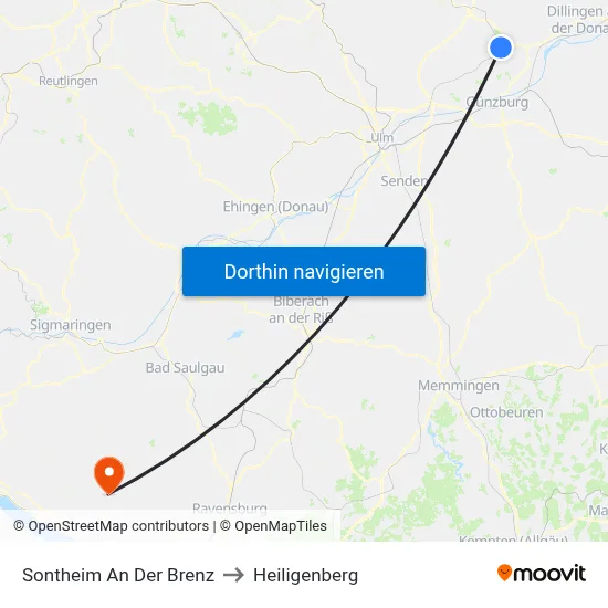 Sontheim An Der Brenz to Heiligenberg map