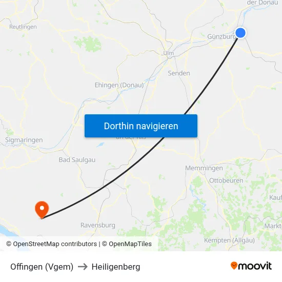 Offingen (Vgem) to Heiligenberg map