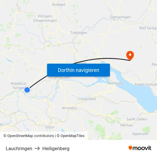 Lauchringen to Heiligenberg map
