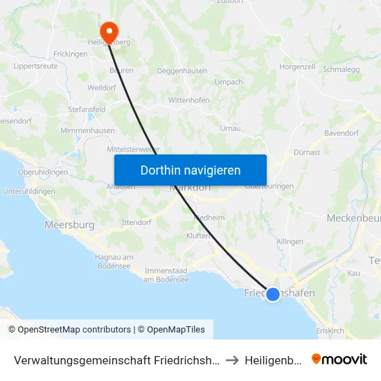 Verwaltungsgemeinschaft Friedrichshafen to Heiligenberg map