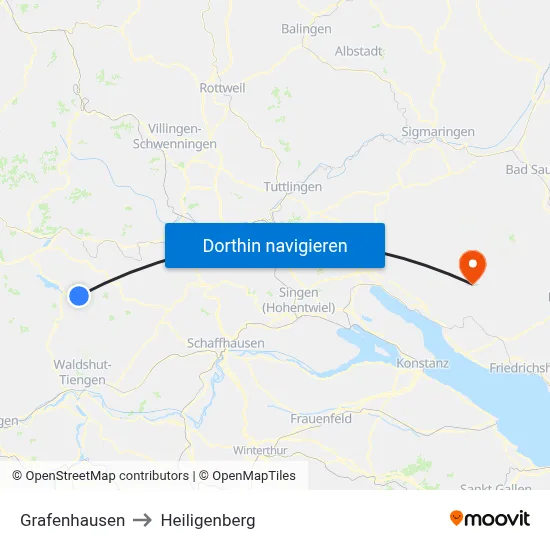 Grafenhausen to Heiligenberg map