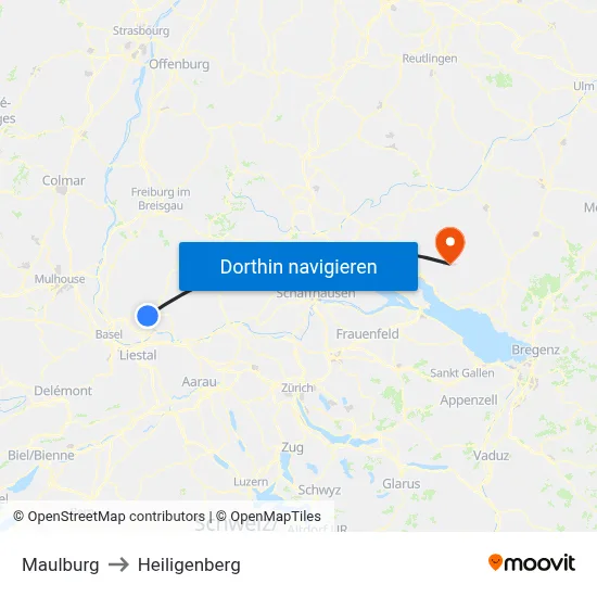 Maulburg to Heiligenberg map